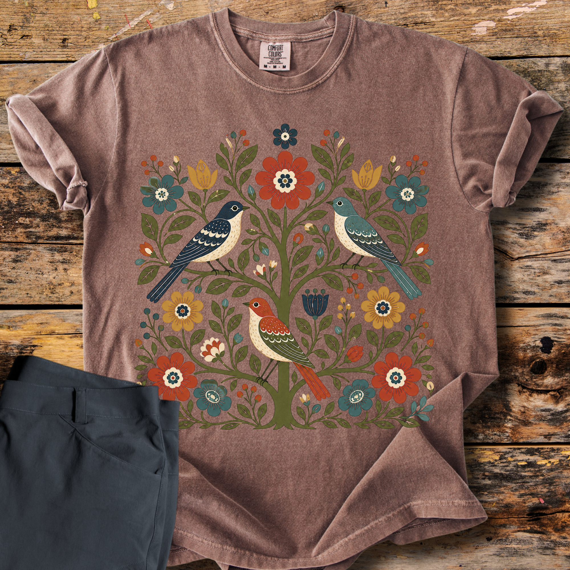 Bird Floral Tree T-Shirt