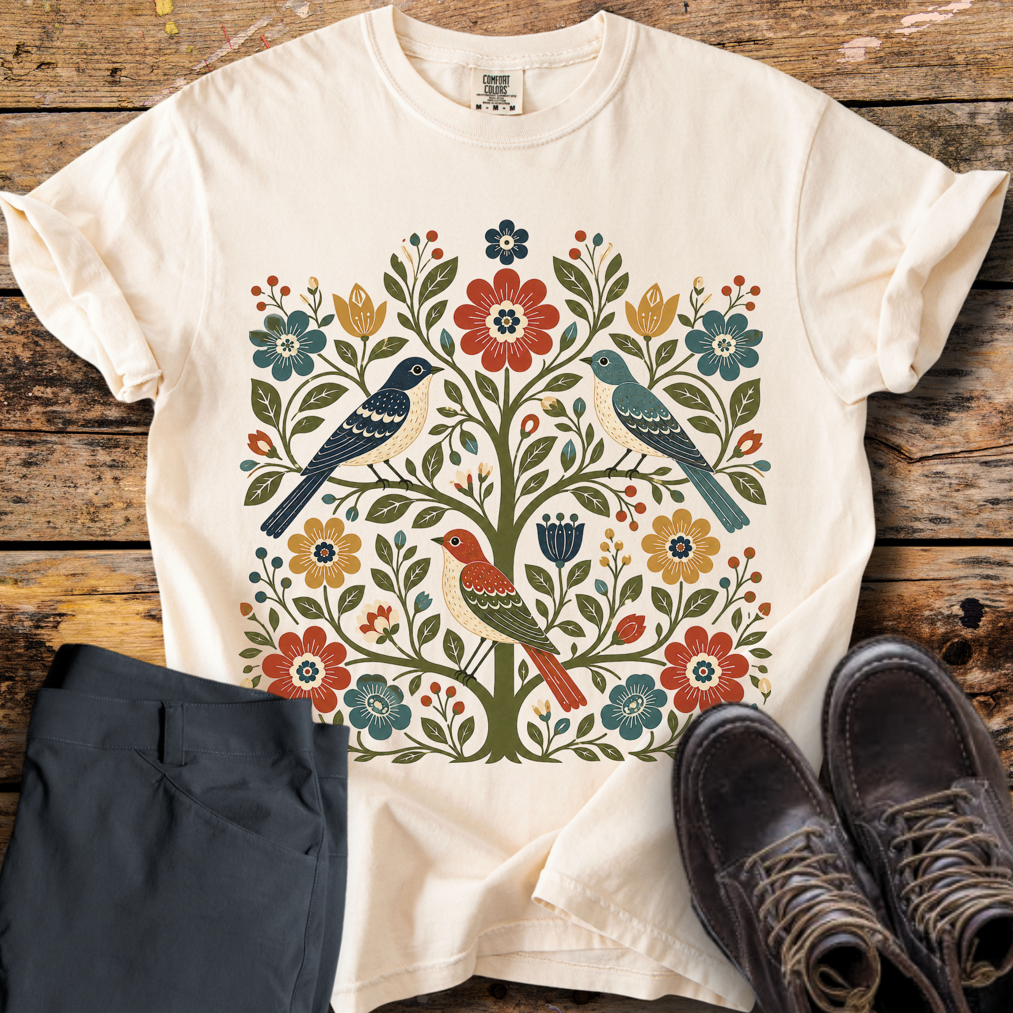 Bird Floral Tree T-Shirt