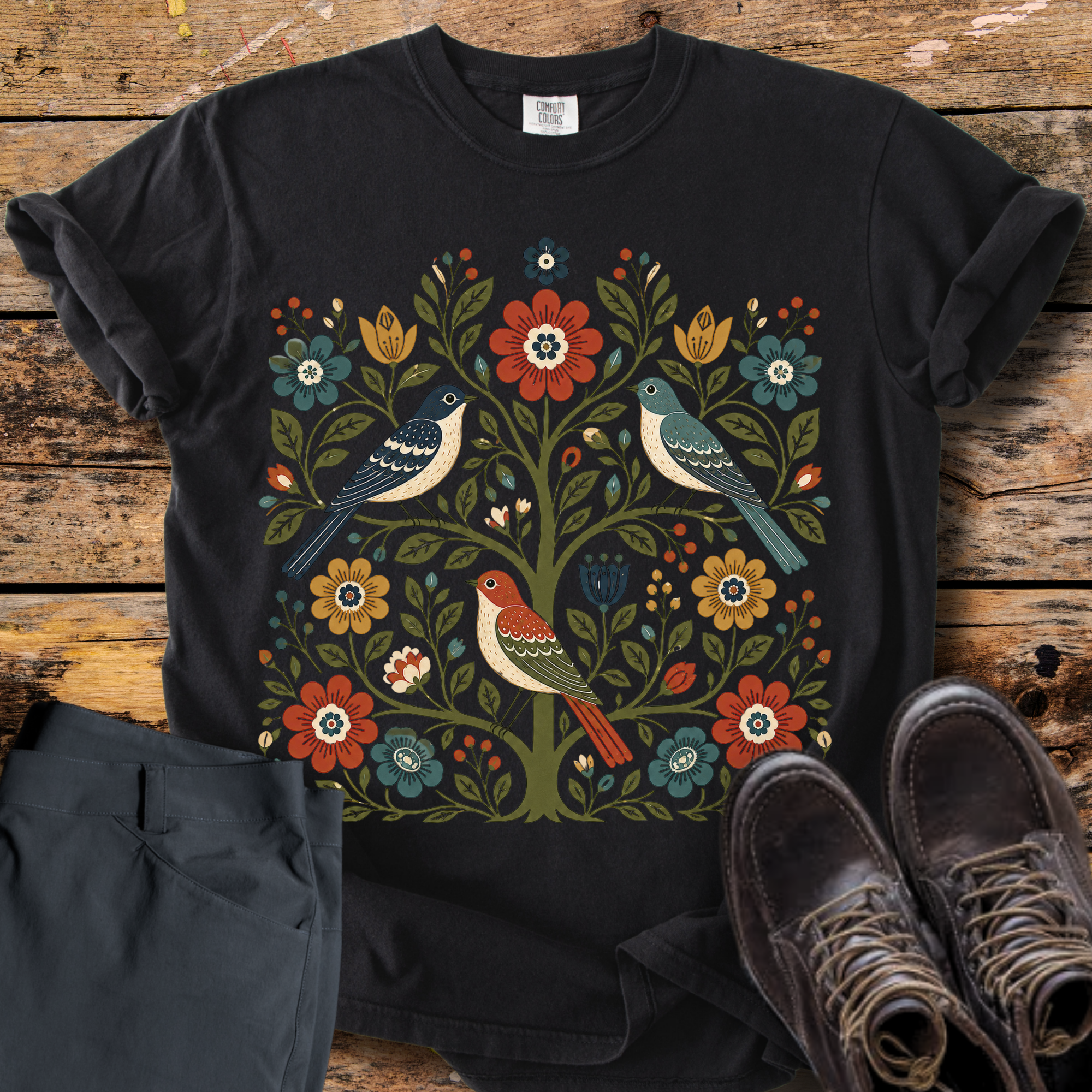 Bird Floral Tree T-Shirt