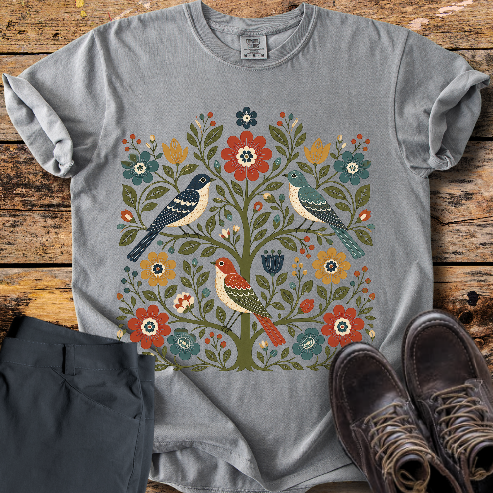 Bird Floral Tree T-Shirt