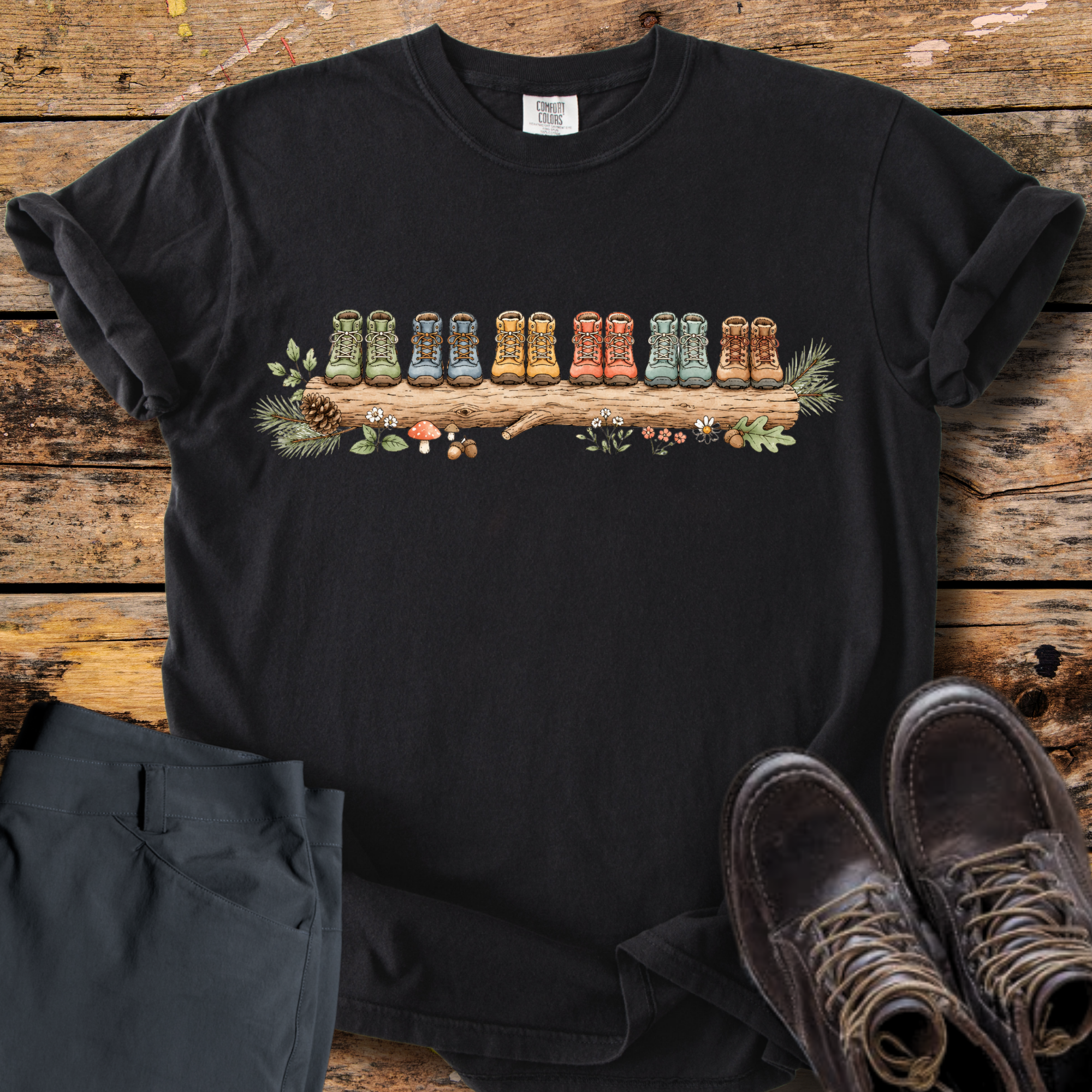 Boots on a Log T-Shirt
