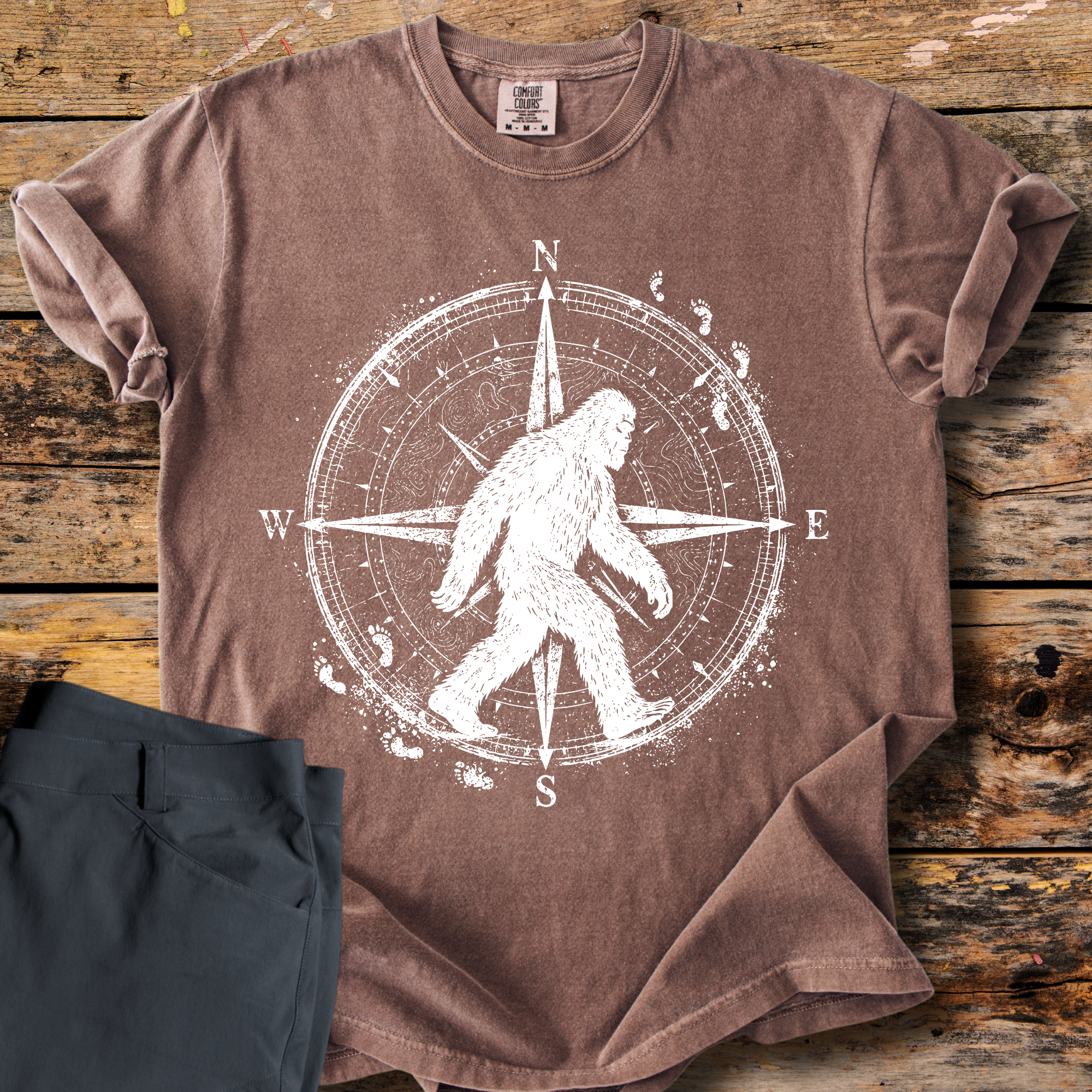 Strolling Bigfoot Compass T-Shirt