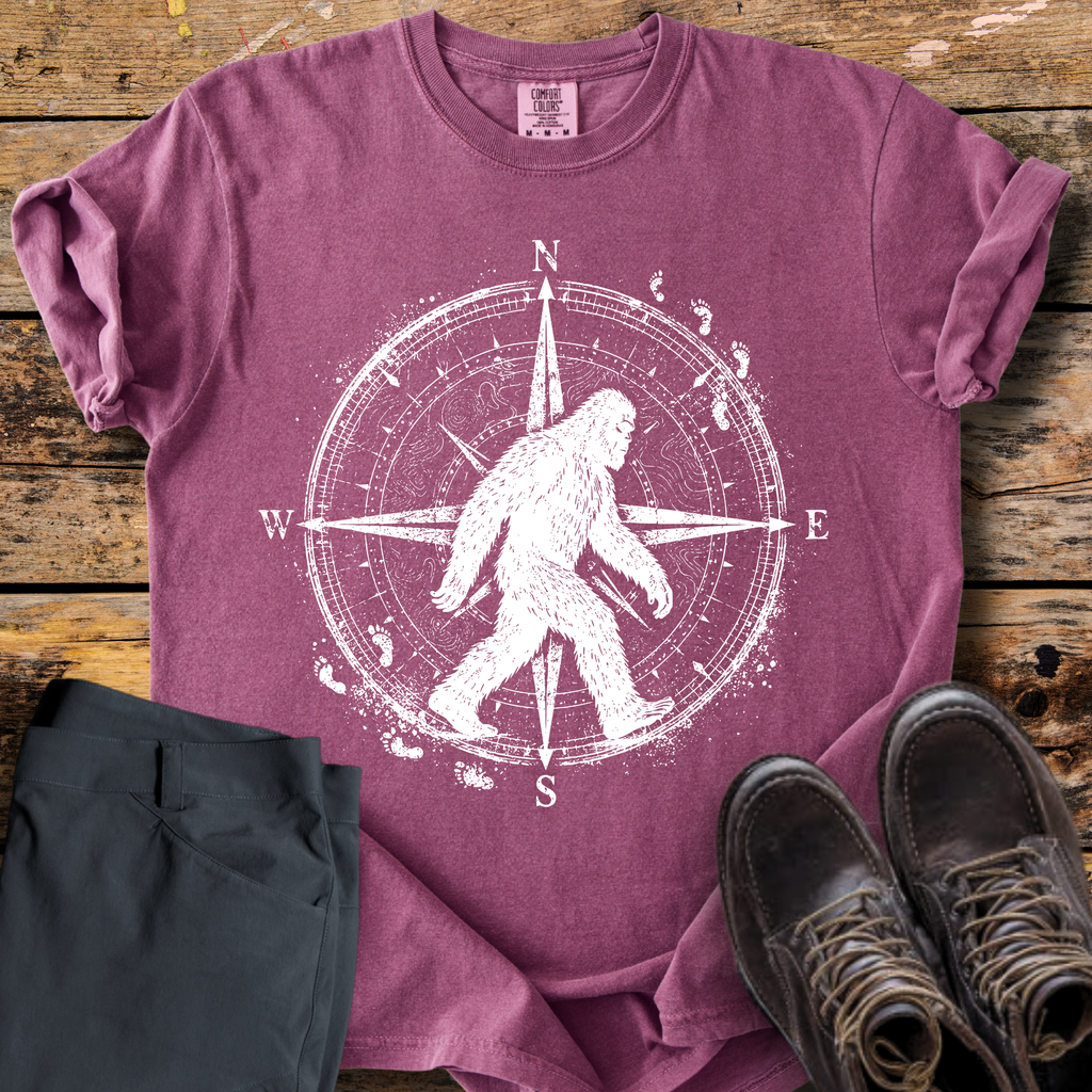 Strolling Bigfoot Compass T-Shirt