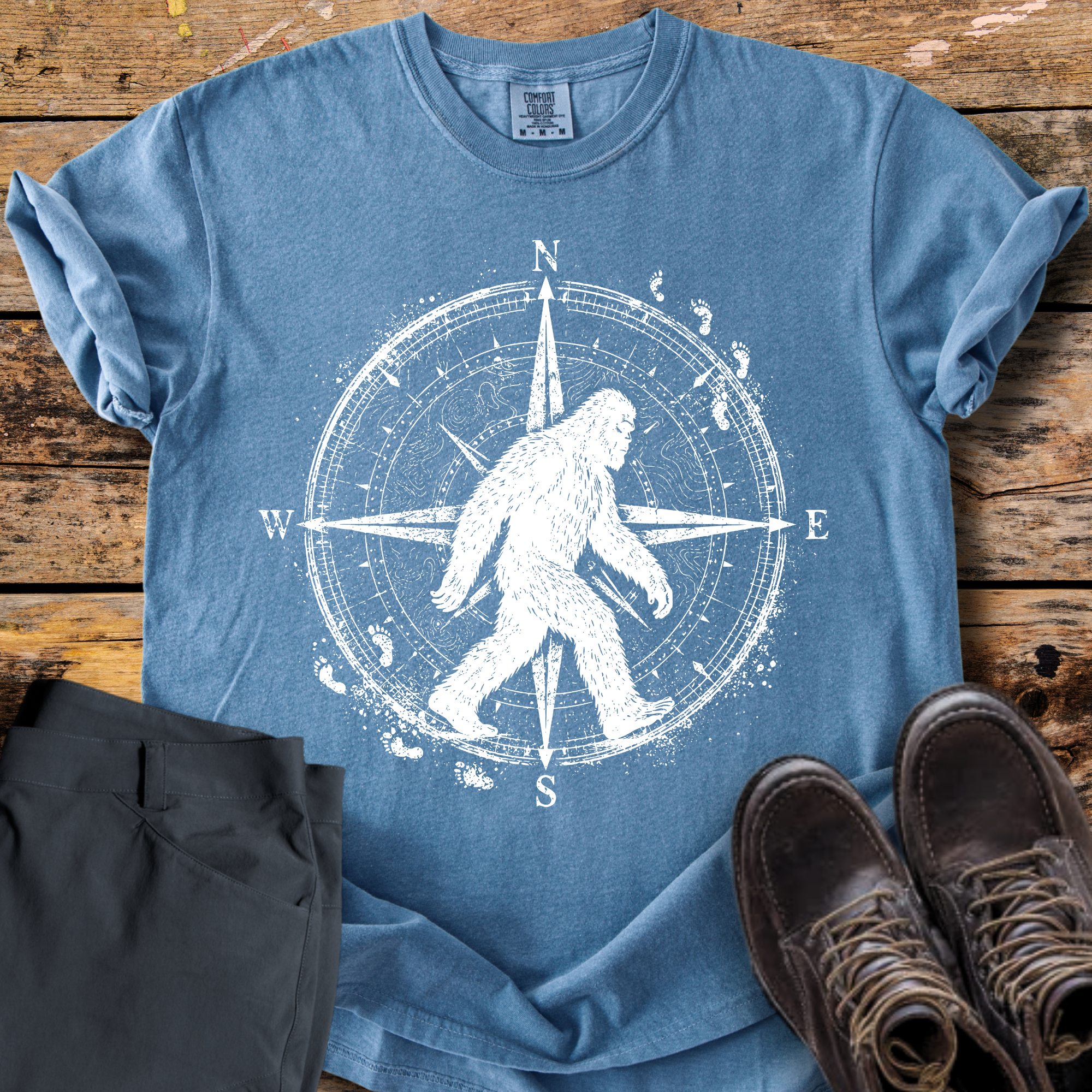 Strolling Bigfoot Compass T-Shirt