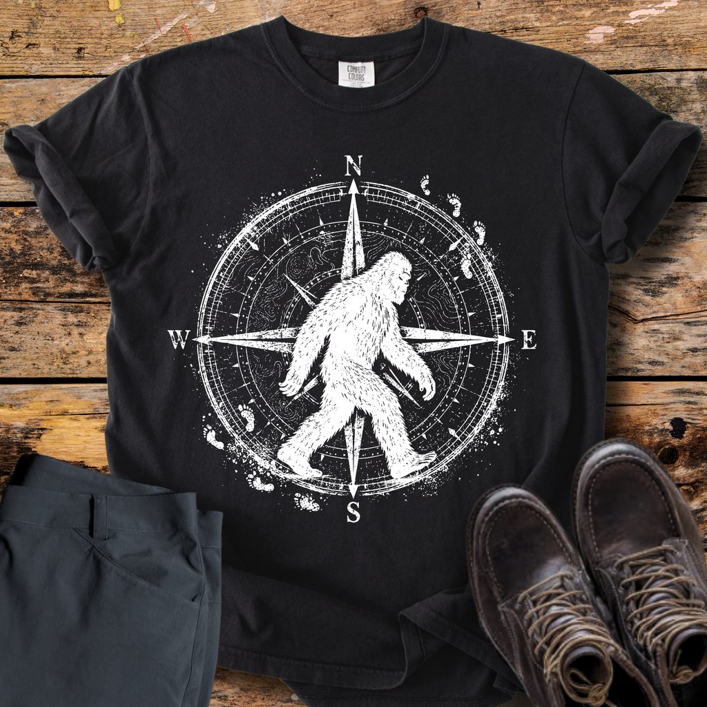 Strolling Bigfoot Compass T-Shirt