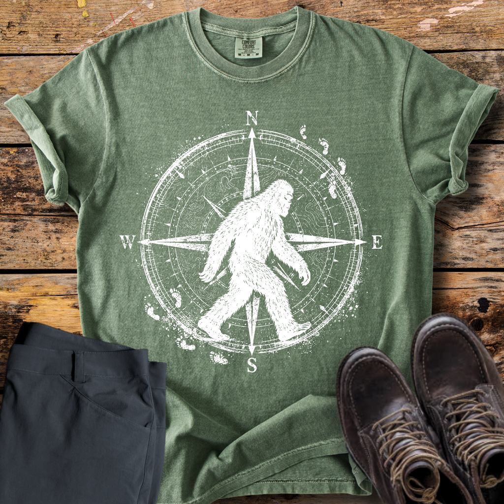 Strolling Bigfoot Compass T-Shirt