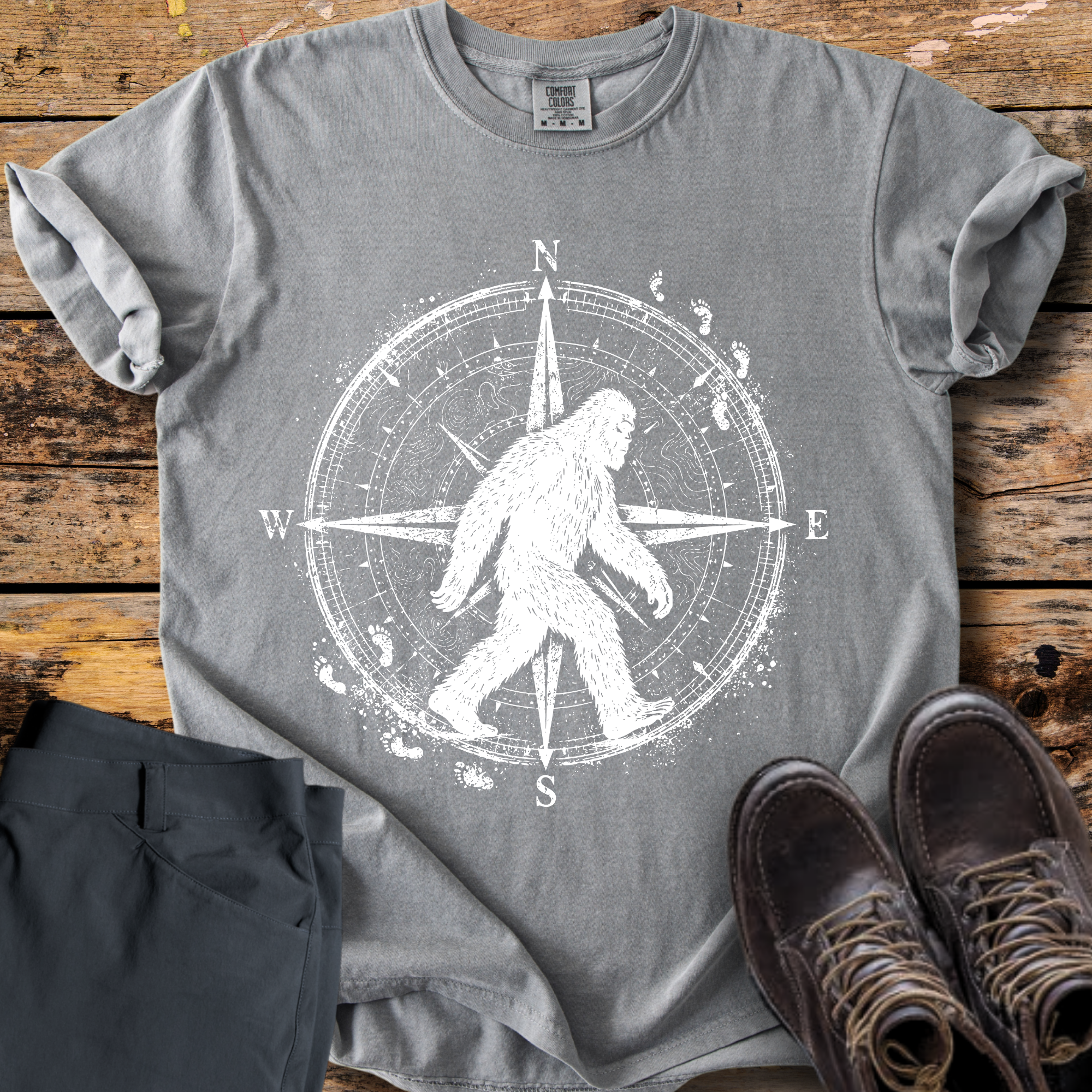 Strolling Bigfoot Compass T-Shirt