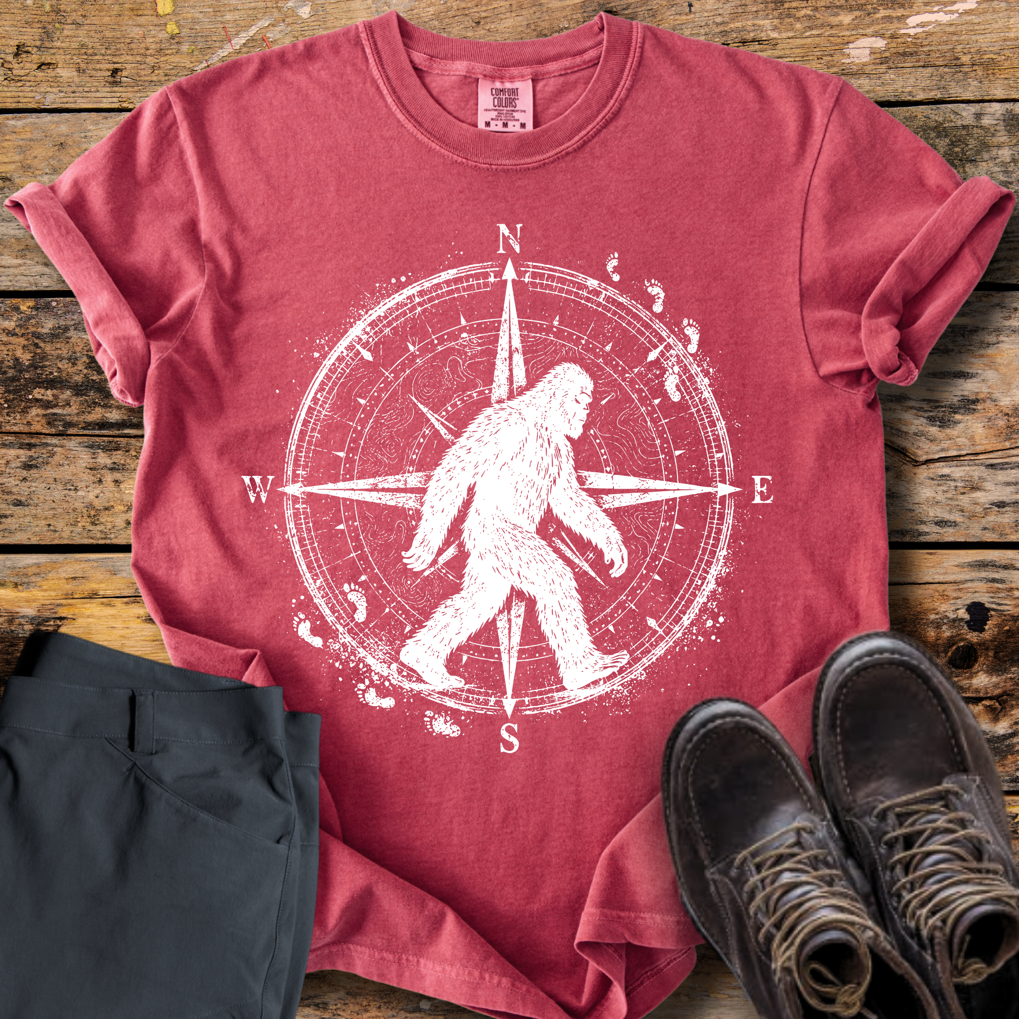 Strolling Bigfoot Compass T-Shirt